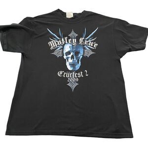 Motley Crue Band Cruefest 2 Crew Neck T Shirt Black Adult Size Large / Pilling